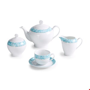 چایخوری 17 پارچه زرین مدل سروین فیروزه درجه یک