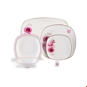 سرویس 27 پارچه غذاخوری چینی زرین مدل رزفلاور (6نفره)