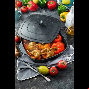 تابه 28 مربع چدن نالینو مدل Adrina (با درب چدن)